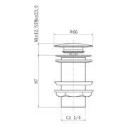 Eliseo Ricci Press Top Unslotted Basin Waste - Technical drawing