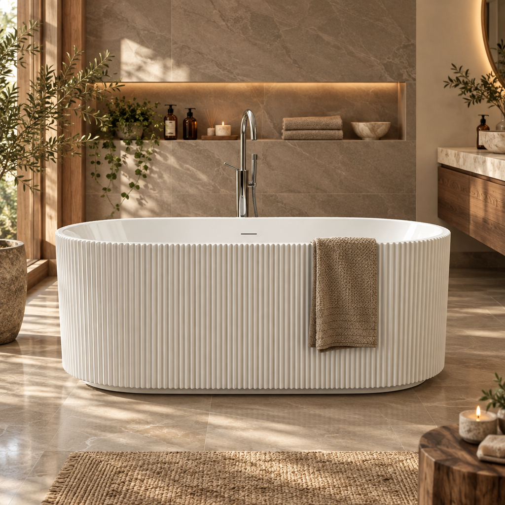 Viktor Benson Cadence Fluted Acrylic 1695mm Modern Freestanding Bath