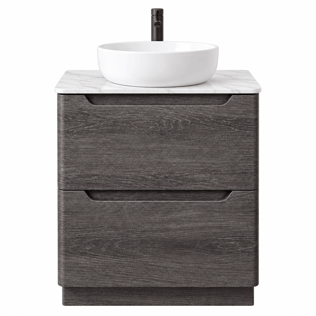 Camden 600mm Floor Standing Vanity Unit &amp; Worktop - Graphite Oak