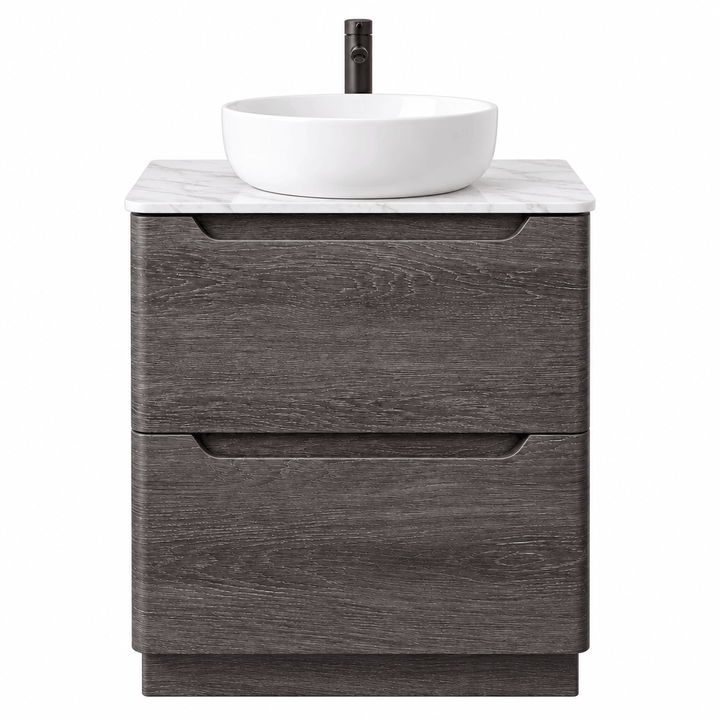 Camden 600mm Floor Standing Vanity Unit &amp; Worktop - Graphite Oak