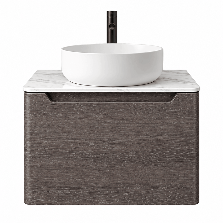 Camden 600mm Wall Hung Vanity Unit &amp; Worktop - Graphite Oak