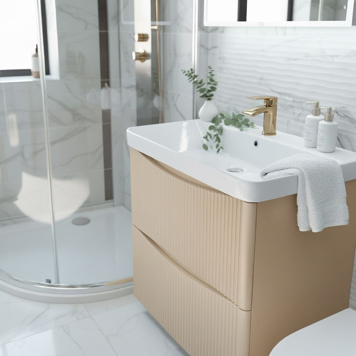 Josef Martin Happi 800mm Fluted Floor Standing Vanity Unit &amp; Basin - Sand