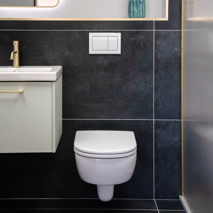 Geberit Alpha01 Square Flush Plate - White