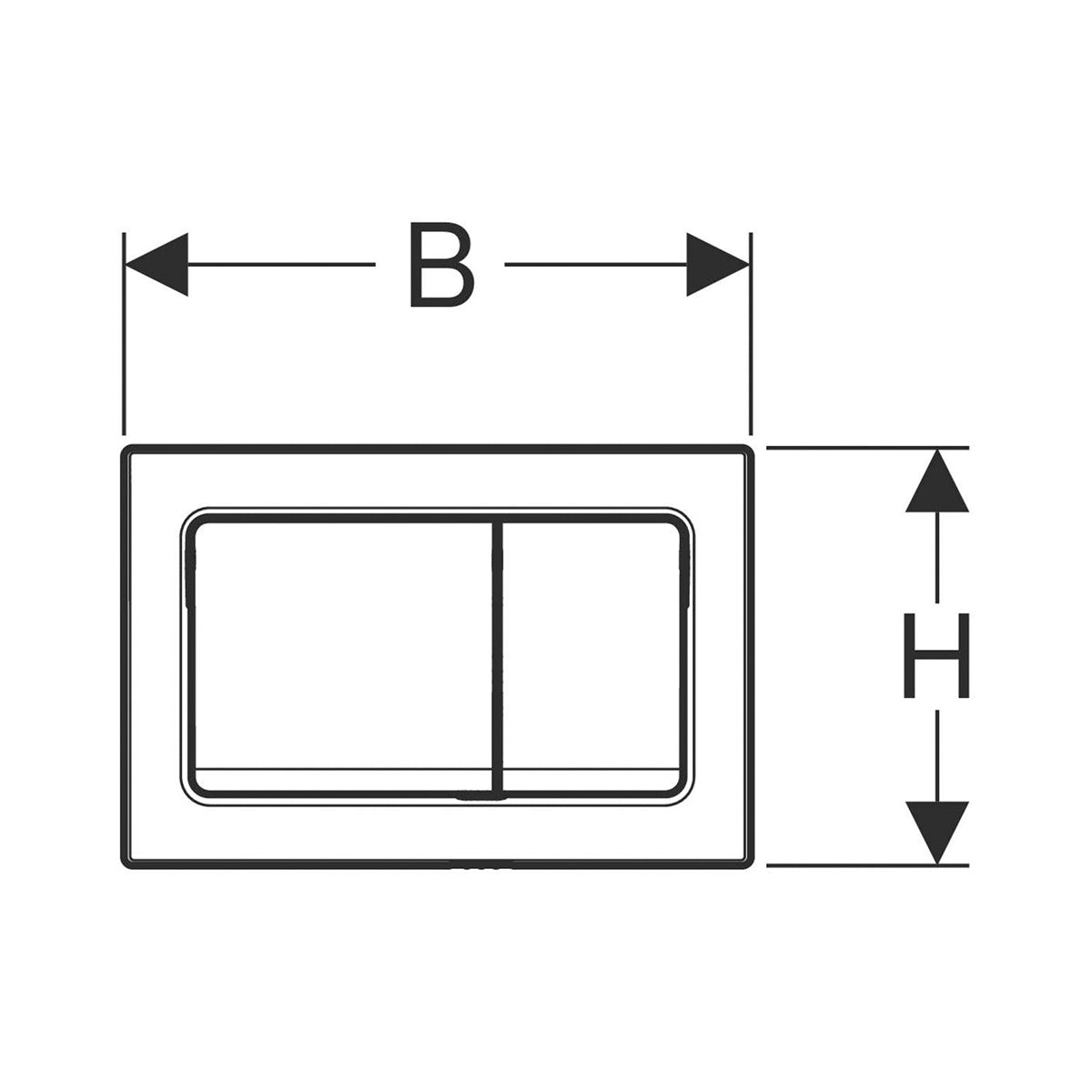 Geberit Alpha01 Square Flush Plate - Matt Black - Technical drawing