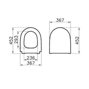 Vitra Sento Slim Soft Close Toilet Seat - Technical drawing