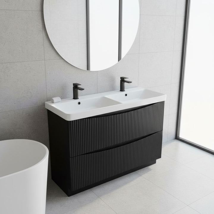 Josef Martin Happi 1200mm Fluted Floor Standing Double Vanity Unit &amp; Basin - Ember