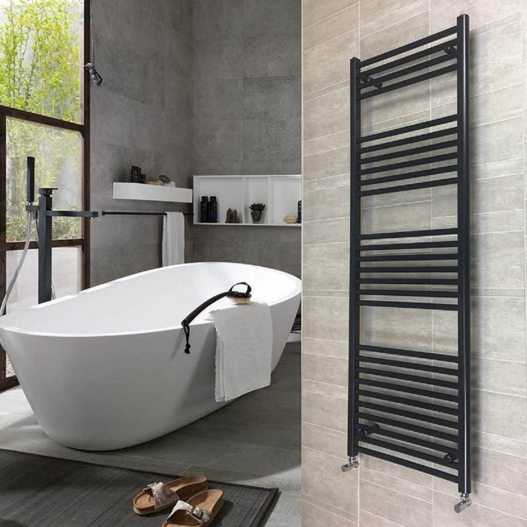 Essentials 1800 x 600mm Straight Heated Towel Radiator - Black