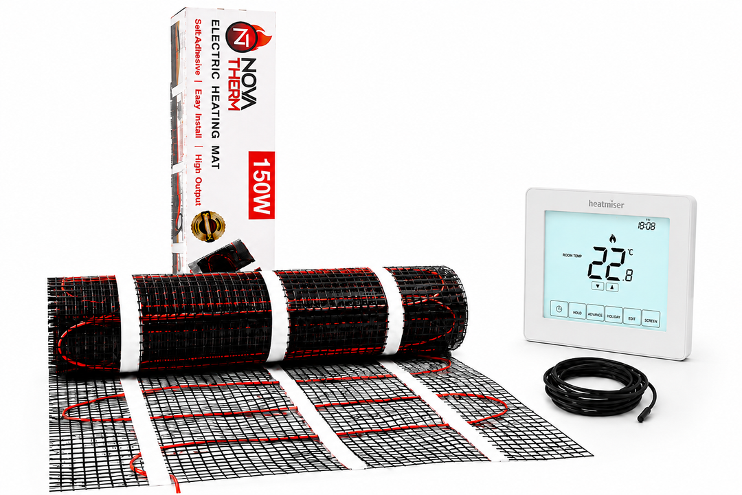 NovaTherm 150w 4sqm Mat + Heatmiser Touch-e White Kit