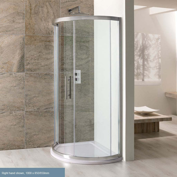 Volente Spacesaver Right Hand 1000 x 850mm Offset Quadrant Shower Tray - White