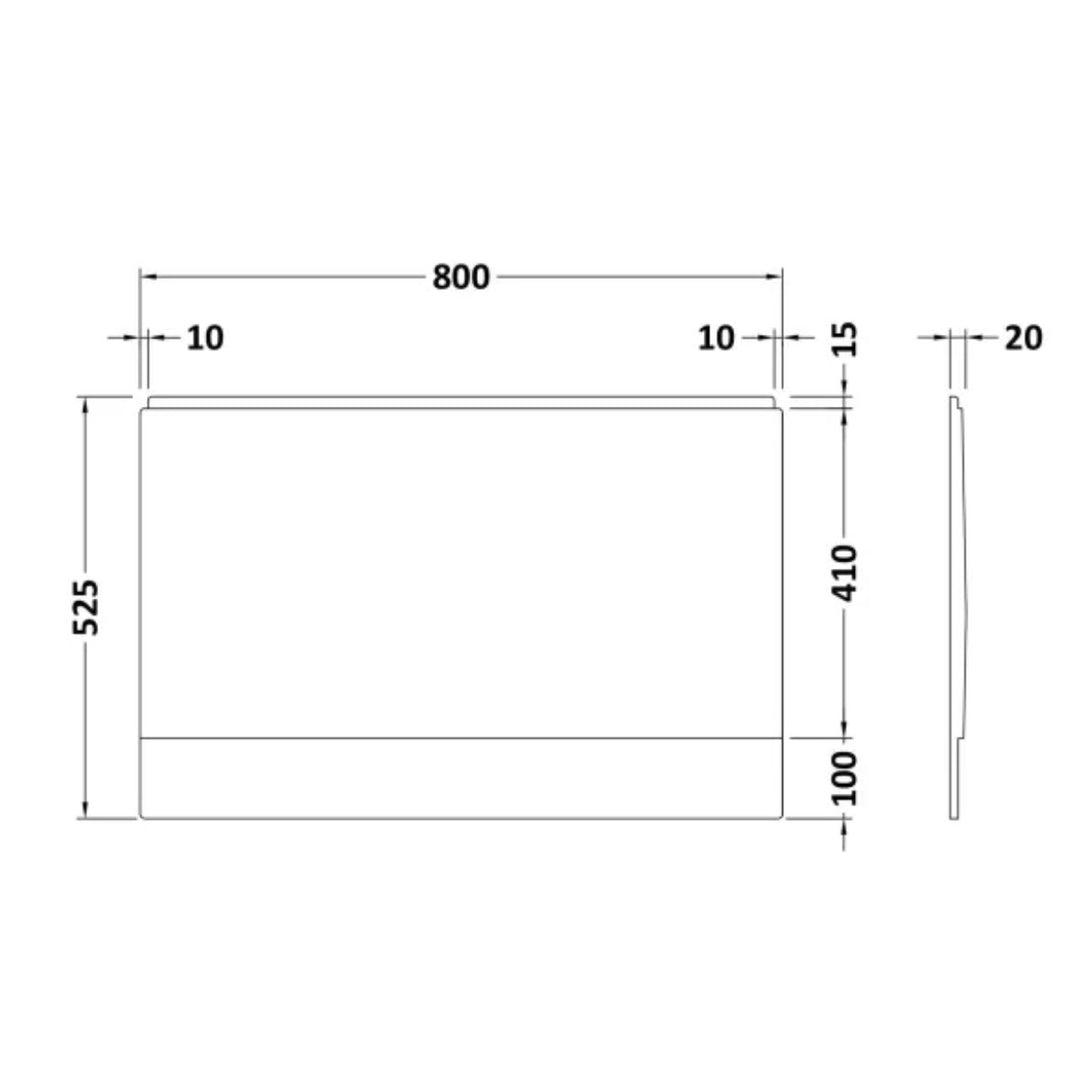 Ultra Strength Bath End Panel 800mm - White Gloss