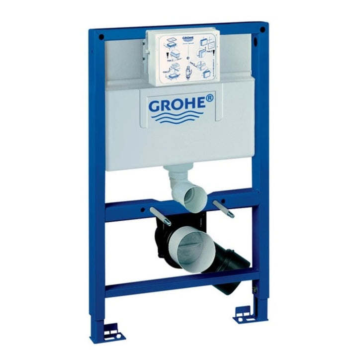 GROHE Rapid SL 0.82m wall hung WC frame with concealed dual flush cistern and self-supporting steel construction for compact bathroom installations.