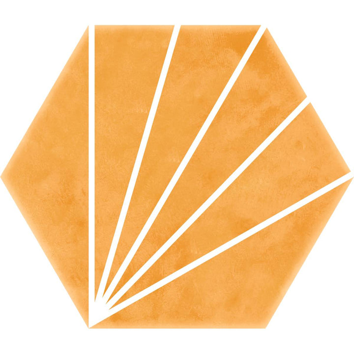Palm Striped Hexagon Decor Mustard 15 x 17.5cm Porcelain Tile - 0.25sqm perbox