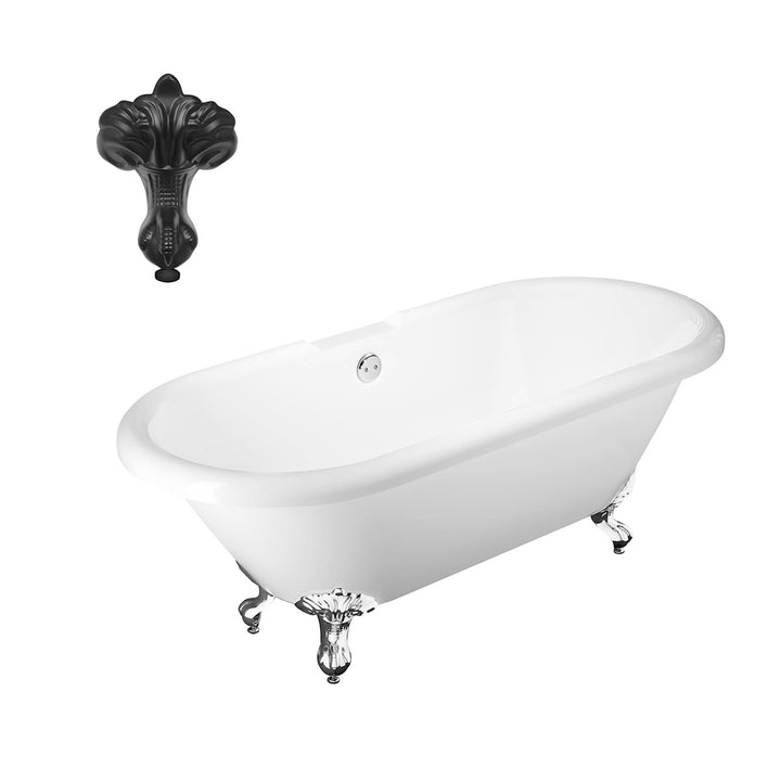Balmoral 1700mm Double Ended Roll Top Bath with Black Claw &amp; Ball Feet