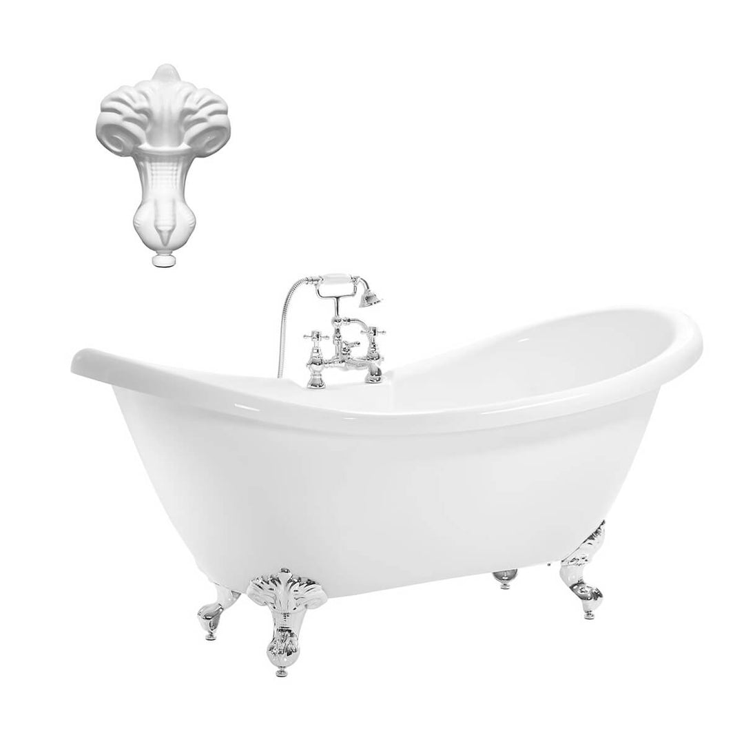 Balmoral 1750mm Double Ended Slipper Bath with White Claw &amp; Ball Feet