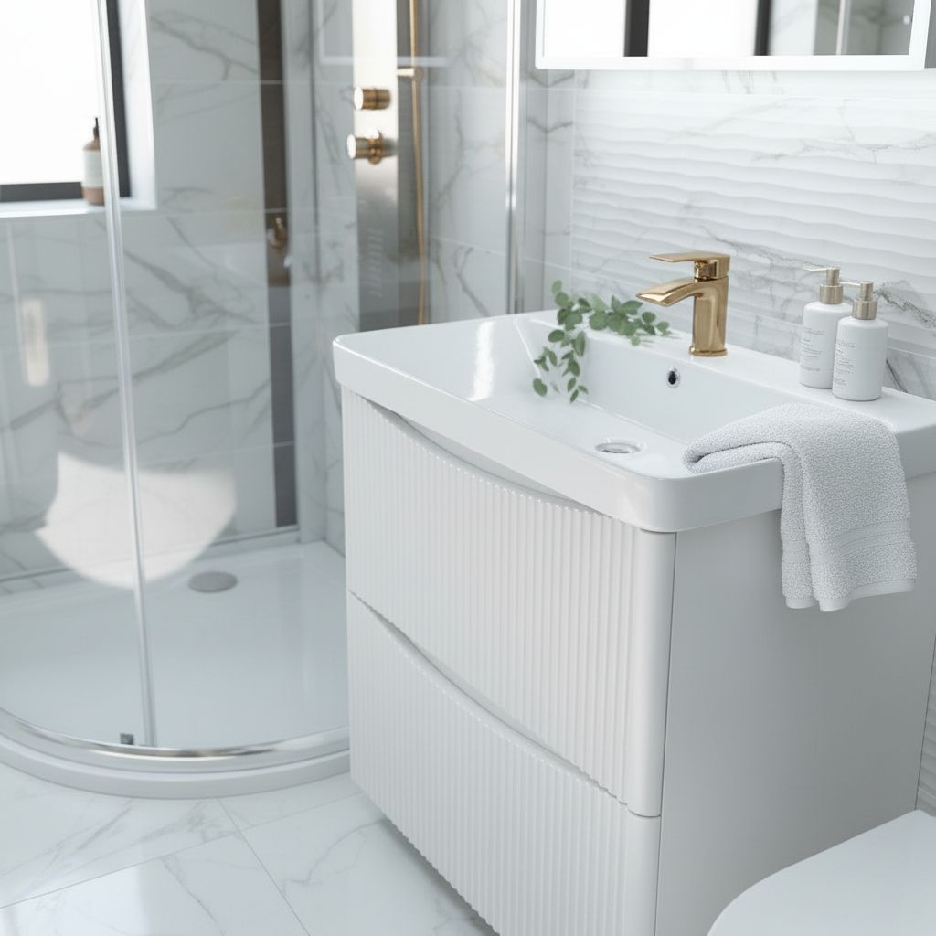 Josef Martin Happi 800mm Fluted Floor Standing Vanity Unit &amp; Basin - White