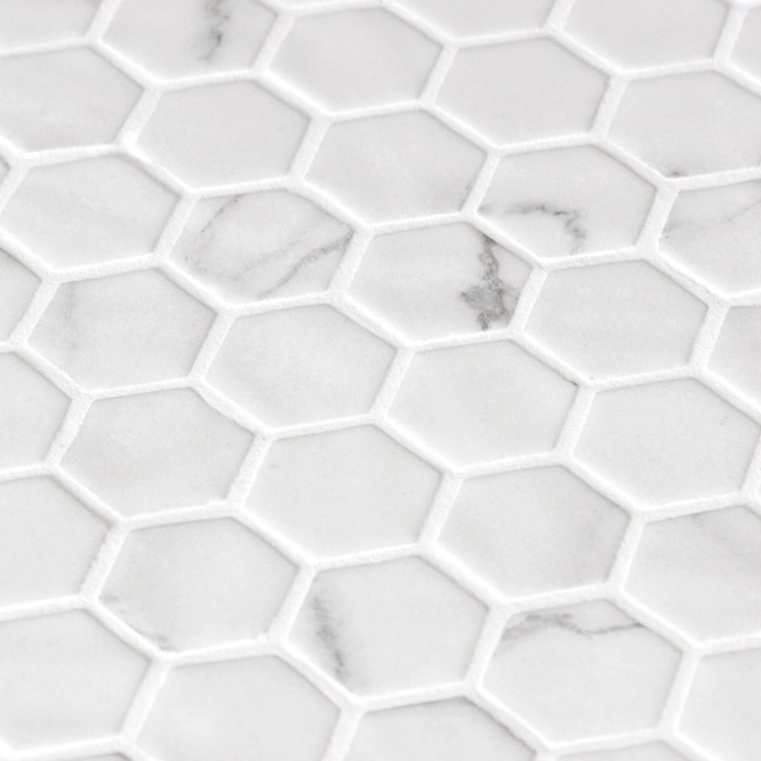 Hex Venato White Matte Non Slip 30.1 x 29.0cm Mosaic Sheet