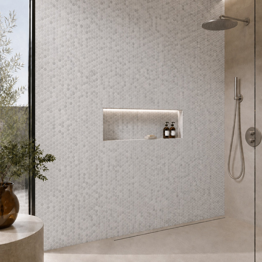 Hex Zement Grey Non Slip 30.1 x 29.0cm Mosaic Sheet