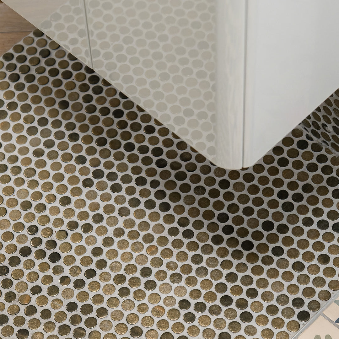 Penny Stoneglass Gold 28.6 x 28.6cm Mosaic Sheet