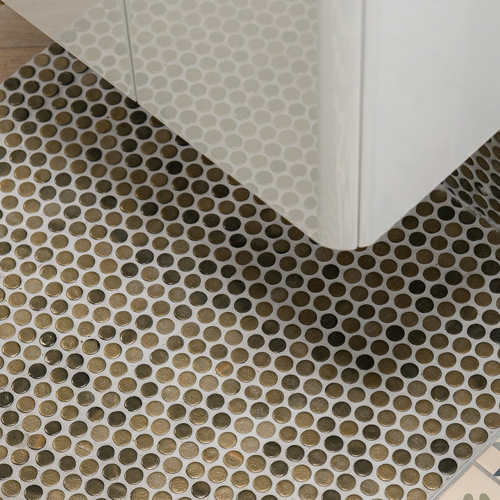 Penny Stoneglass Gold 28.6 x 28.6cm Mosaic Sheet