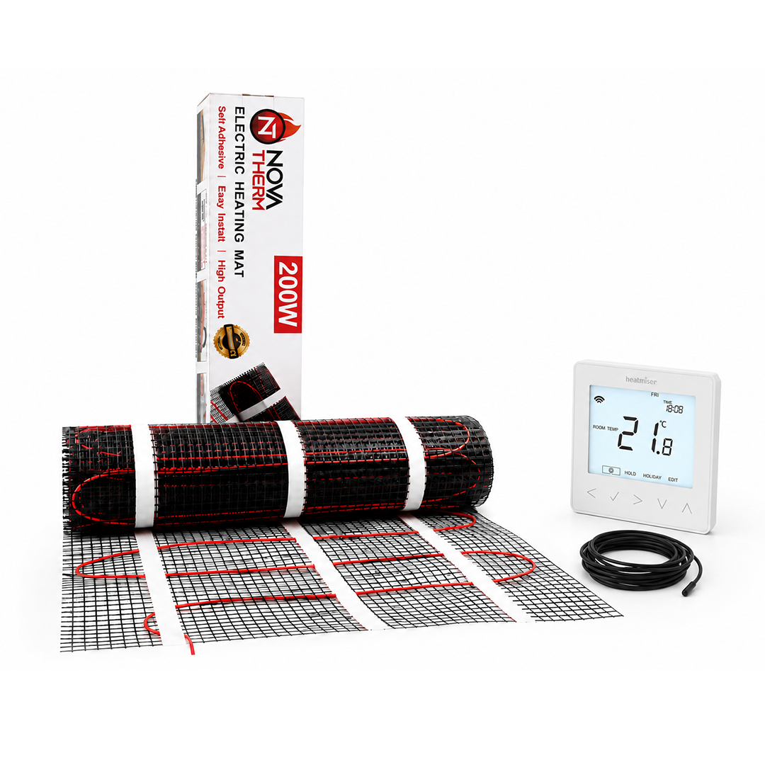 NovaTherm 200w 10sqm Mat + Heatmiser neoStat-e White Kit