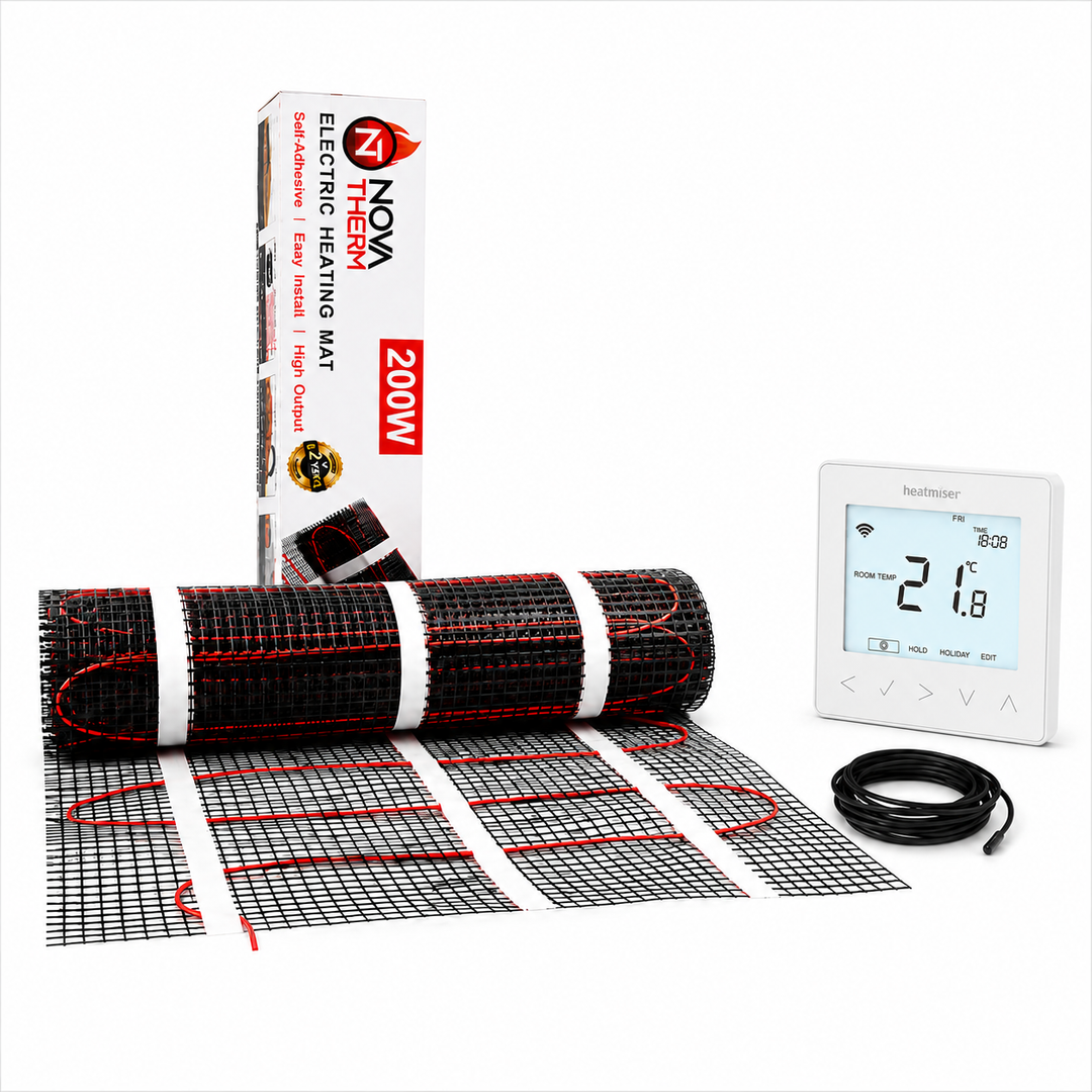 NovaTherm 200w 8sqm Mat + Heatmiser neoStat-e White Kit