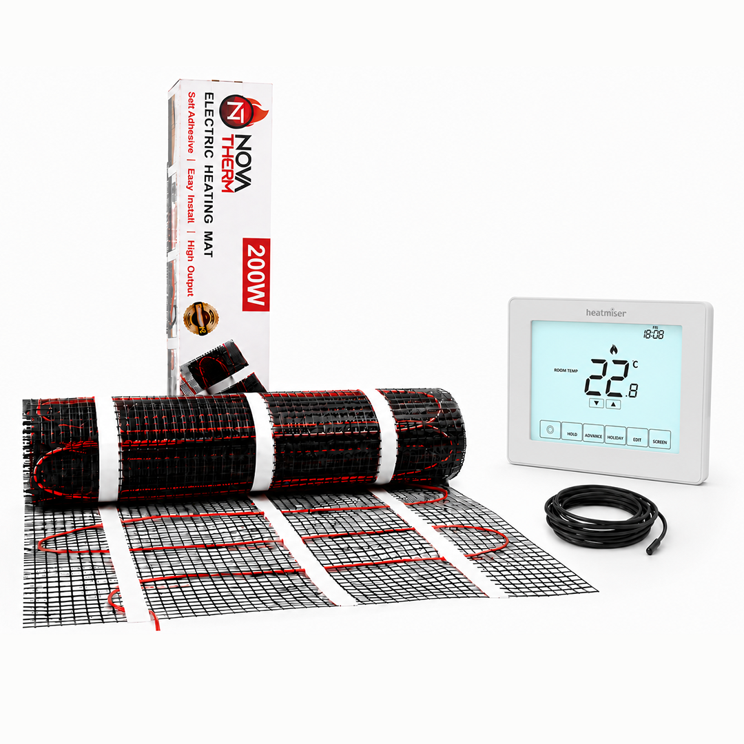 NovaTherm 200w 9sqm Mat + Heatmiser Touch-e White Kit
