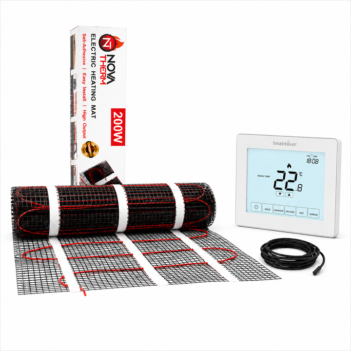 NovaTherm 200w 10sqm Mat + Heatmiser Touch-e White Kit