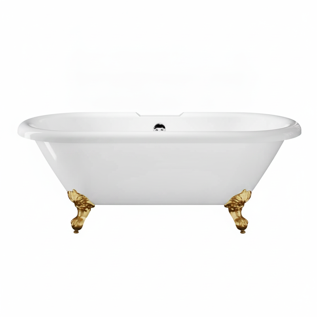 Traditional English Balmoral 1700mm Double Ended Roll Top Bath (inc. Brushed Brass Feet)