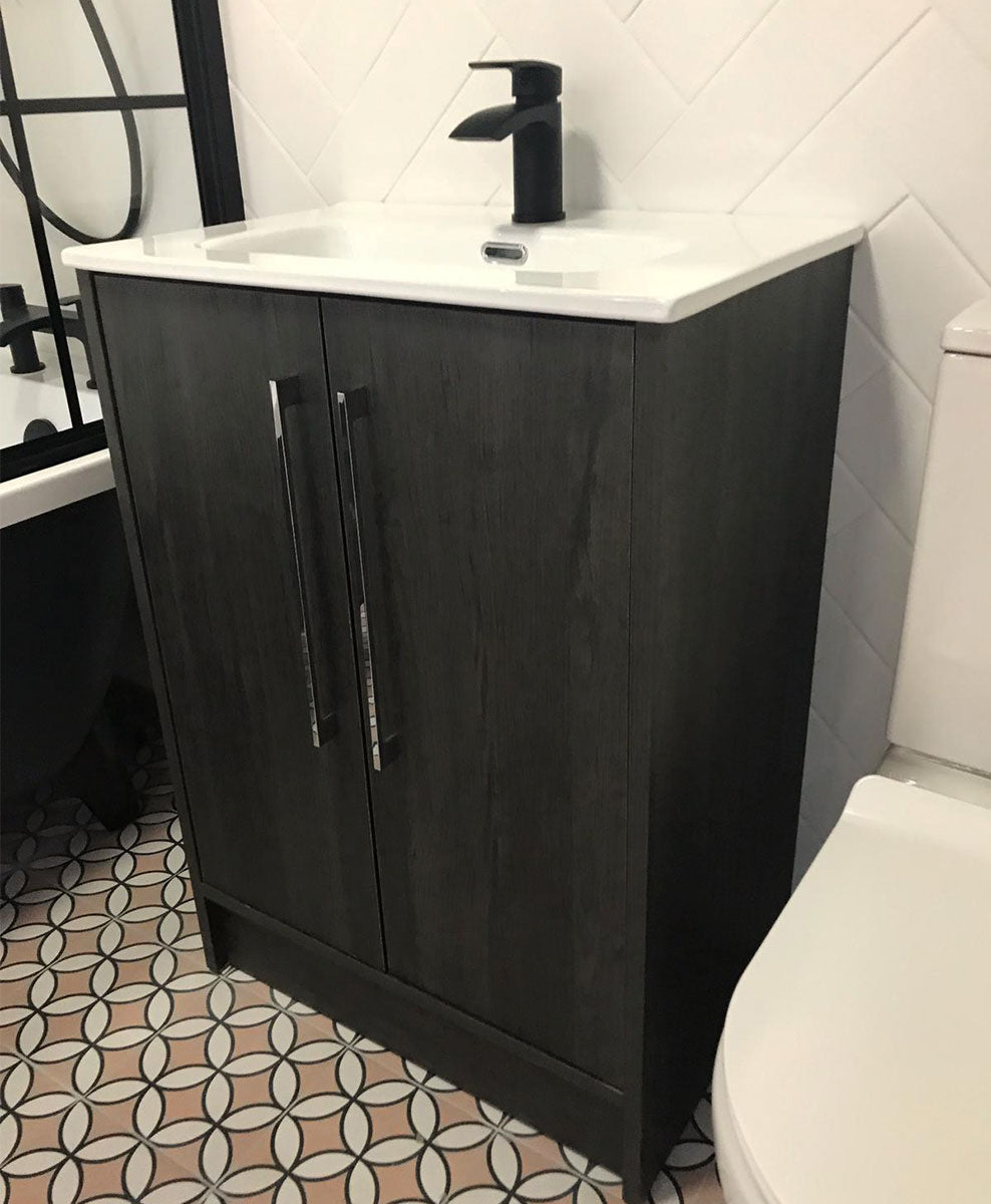 Josef Martin Urbano 500mm Space Saver Floor Standing Vanity Unit &amp; Basin - Roble Azabache