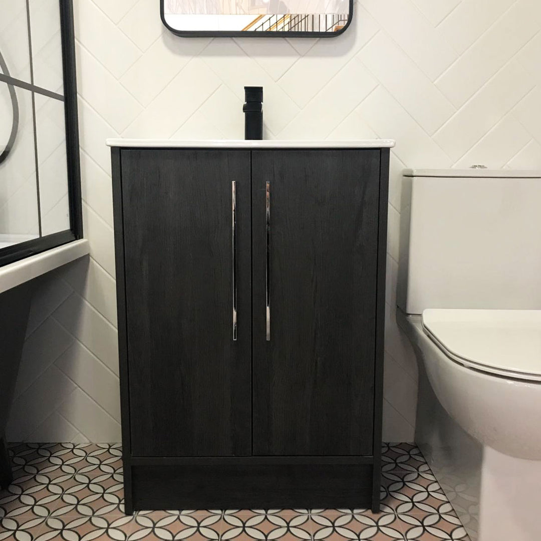 Josef Martin Urbano 500mm Space Saver Floor Standing Vanity Unit &amp; Basin - Roble Azabache