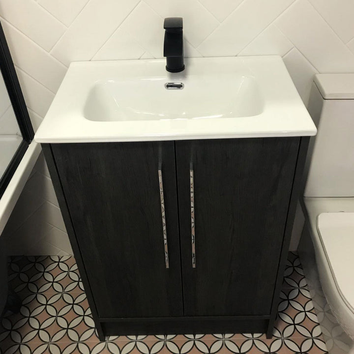 Josef Martin Urbano 600mm Space Saver Floor Standing Vanity Unit &amp; Basin - Roble Azabache