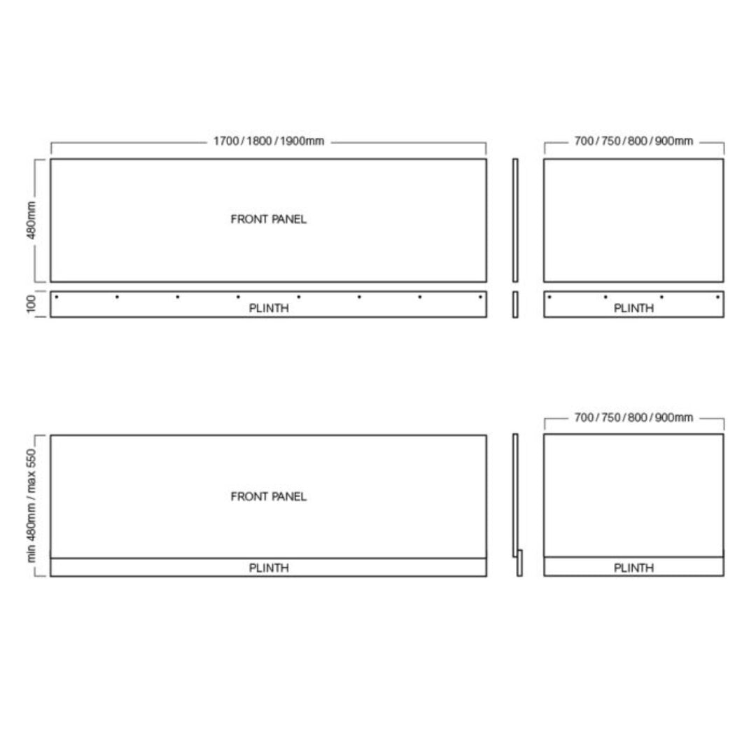 Halite 1700mm Front Bath Panel - Grey Matt