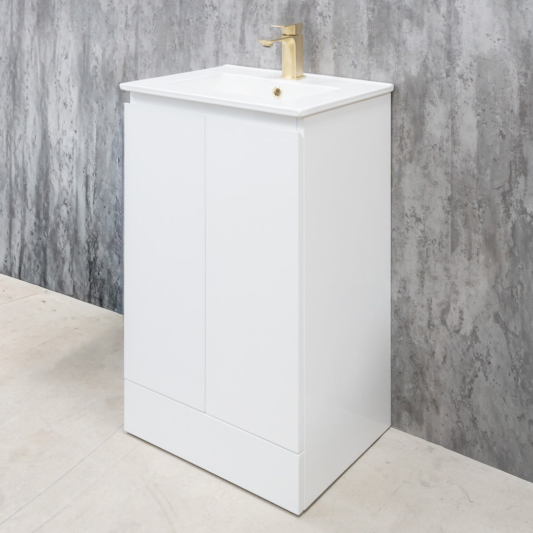 Halite Waterproof 500mm Floor Standing Vanity Unit &amp; Basin - White