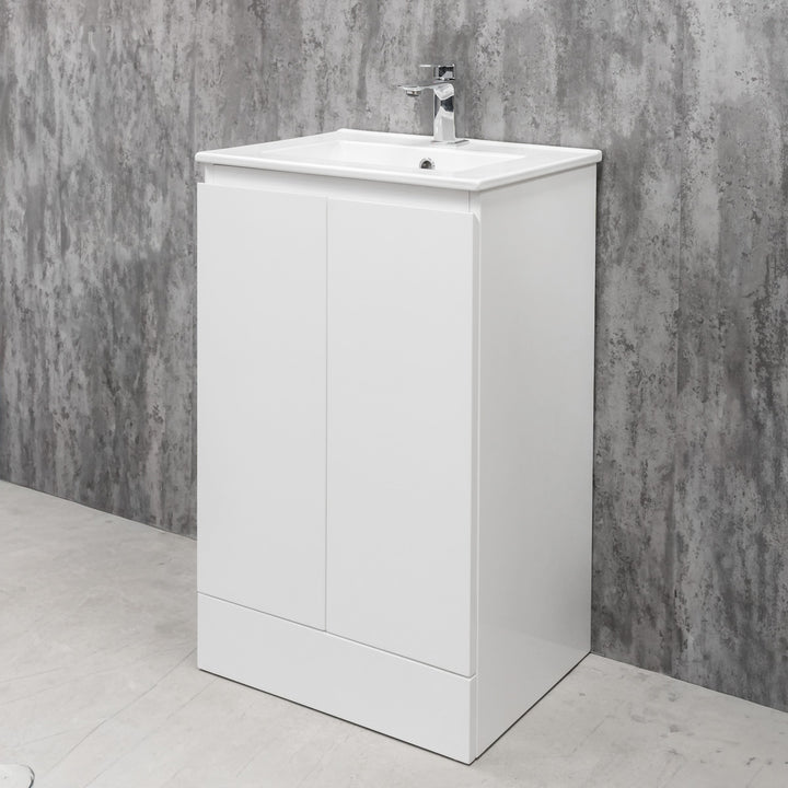 Halite Waterproof 500mm Floor Standing Vanity Unit &amp; Basin - White