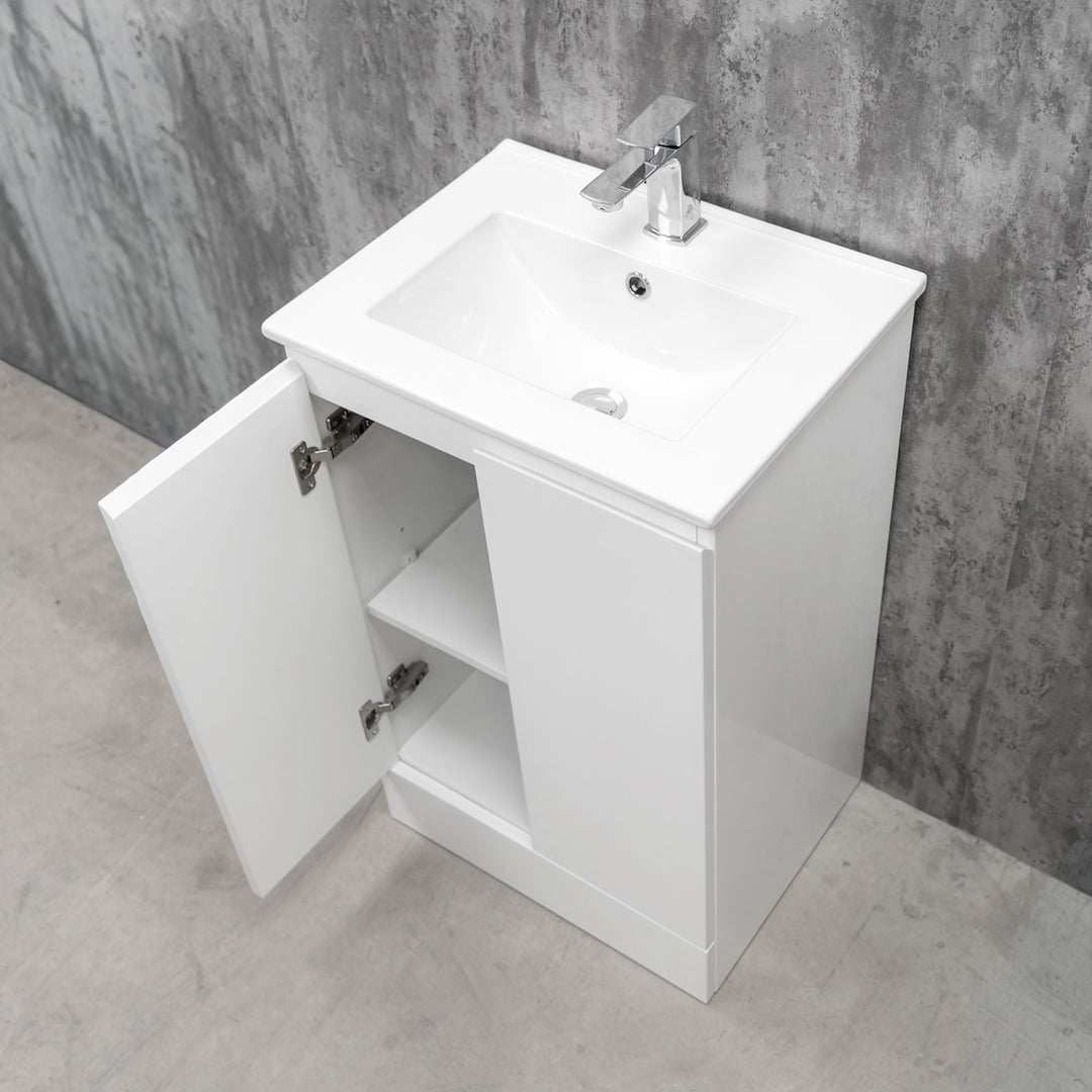 Halite Waterproof 500mm Floor Standing Vanity Unit &amp; Basin - White