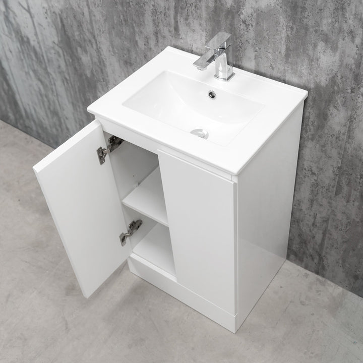 Halite Waterproof 500mm Floor Standing Vanity Unit &amp; Basin - White