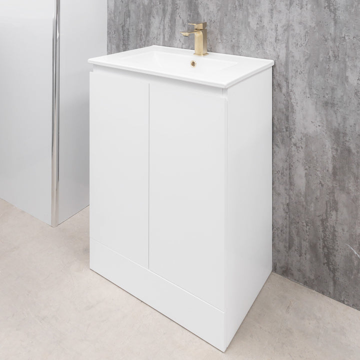 Halite Waterproof 600mm Floor Standing Vanity Unit &amp; Basin - White