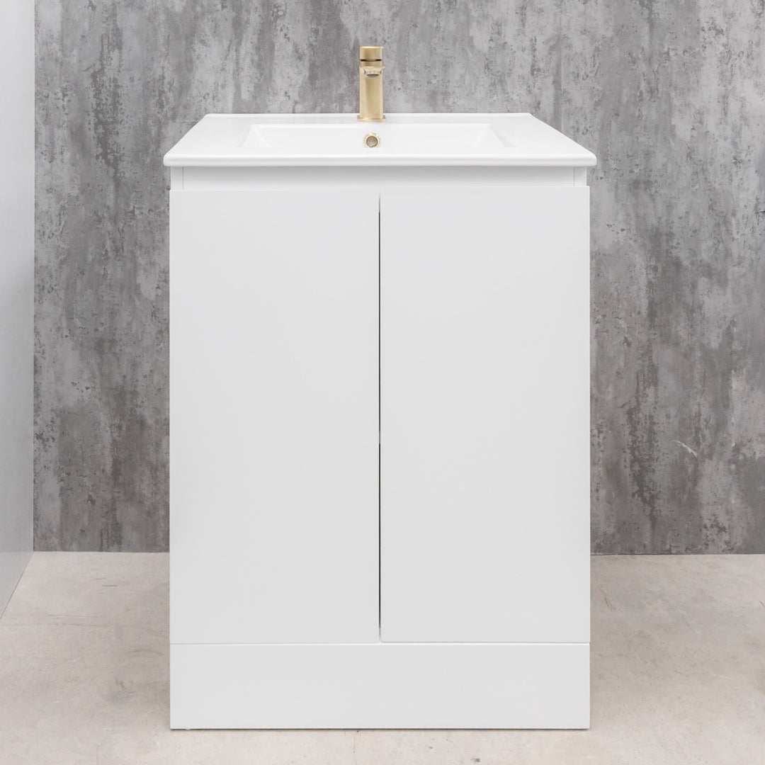 Halite Waterproof 600mm Floor Standing Vanity Unit &amp; Basin - White