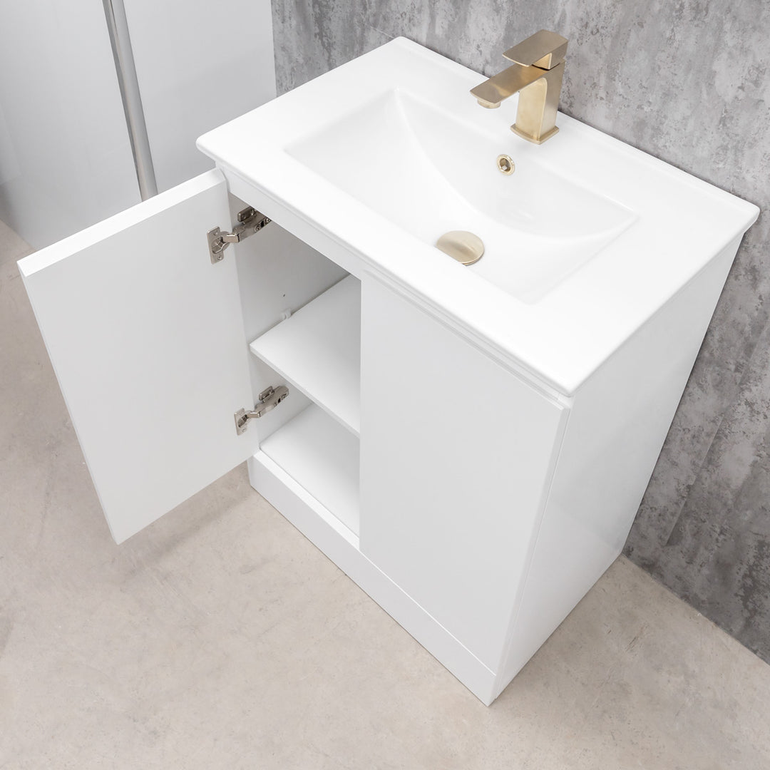 Halite Waterproof 600mm Floor Standing Vanity Unit &amp; Basin - White