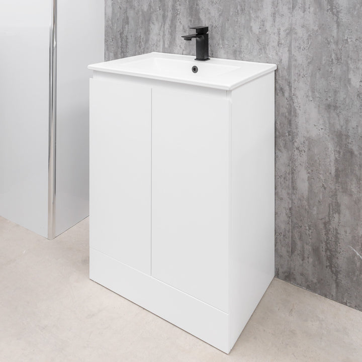 Halite Waterproof 600mm Floor Standing Vanity Unit &amp; Basin - White