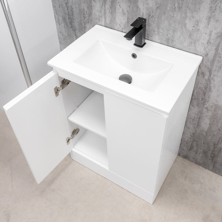 Halite Waterproof 600mm Floor Standing Vanity Unit &amp; Basin - White
