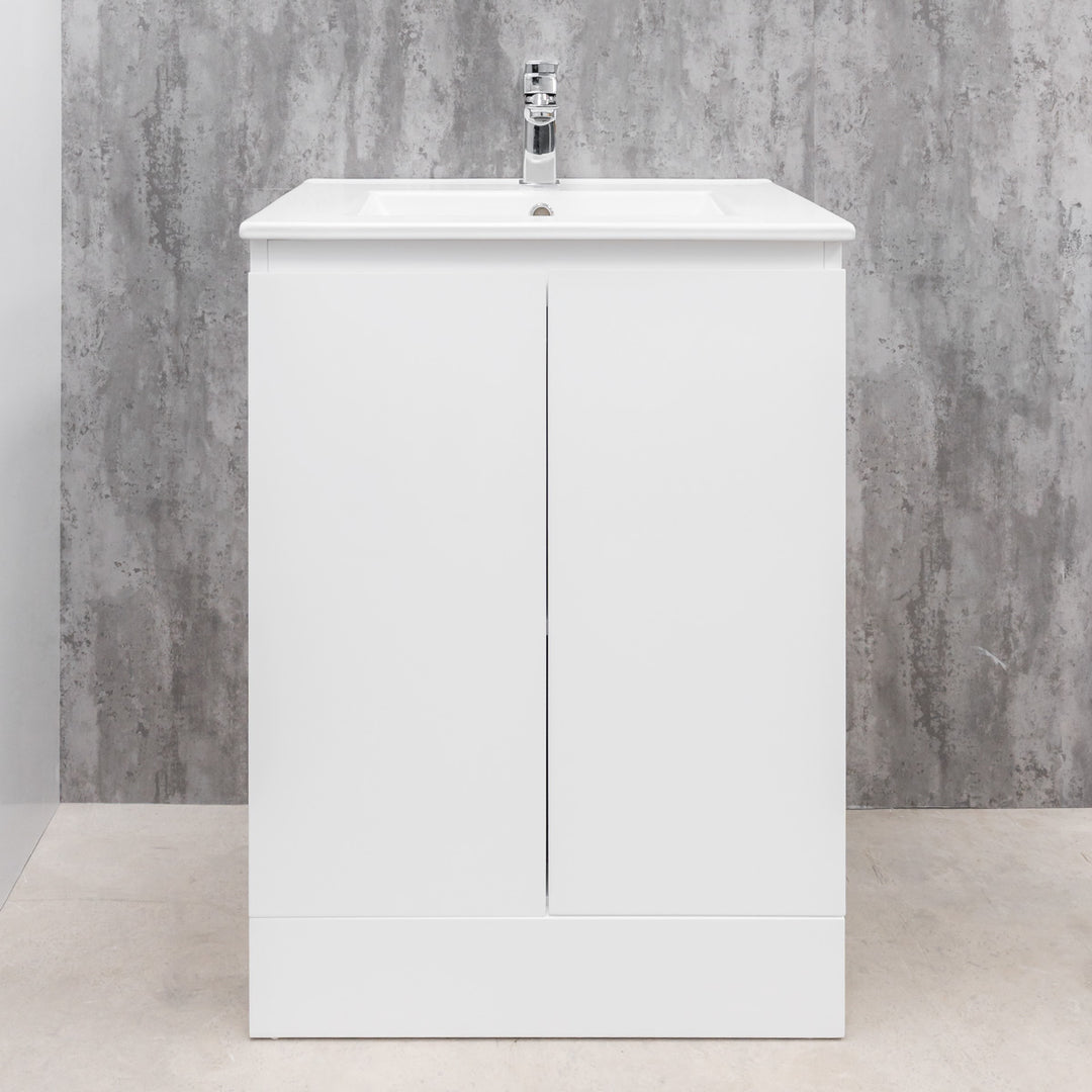 Halite Waterproof 600mm Floor Standing Vanity Unit &amp; Basin - White
