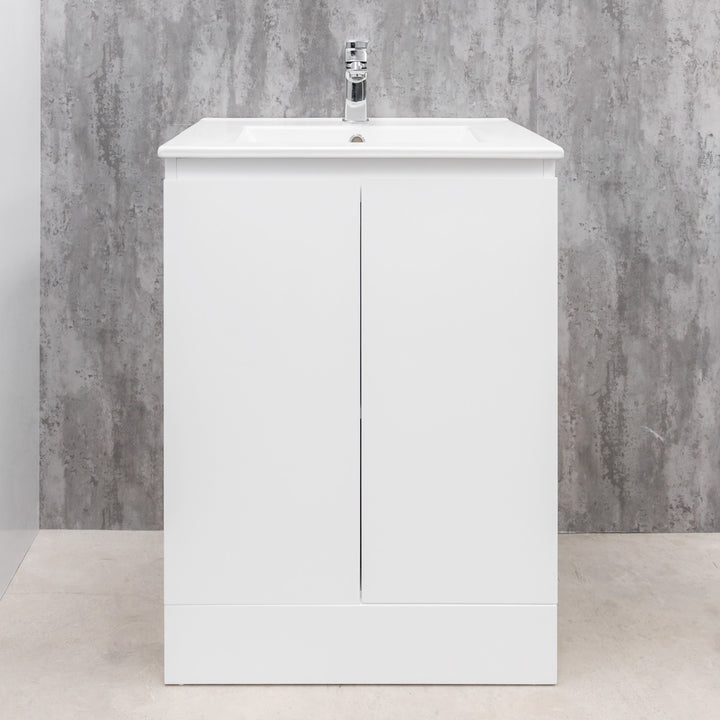 Halite Waterproof 600mm Floor Standing Vanity Unit &amp; Basin - White