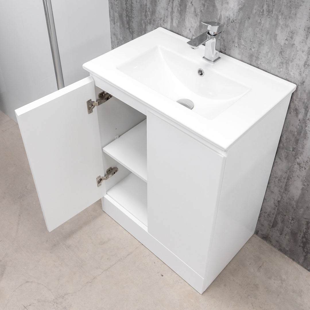 Halite Waterproof 600mm Floor Standing Vanity Unit &amp; Basin - White