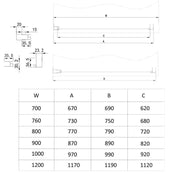 Kiimat Six 900mm Side Panel - Black - Technical drawing