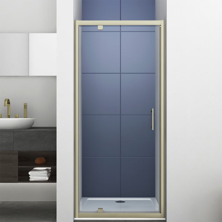 Kiimat Six 900mm Pivot Shower Door - Brushed Brass