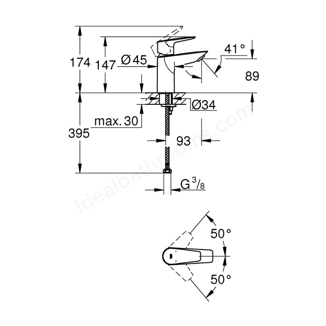 Grohe BauEdge S-Size Smooth Body Basin Mixer