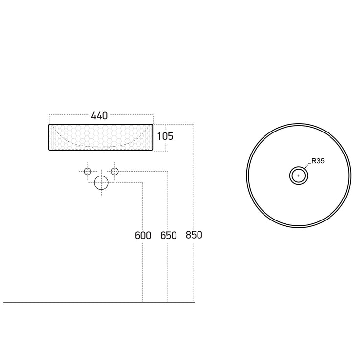 400mm Countertop Ceramic Washbasin - White