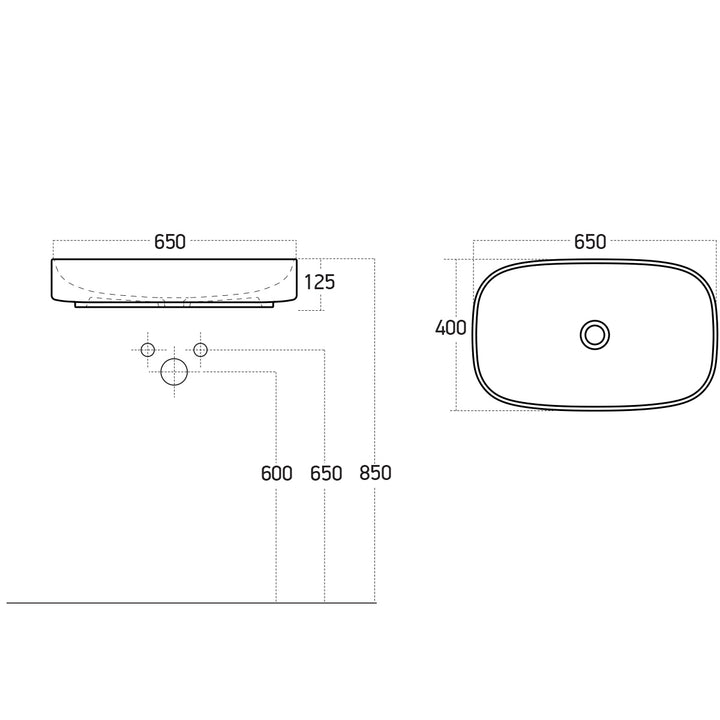 650mm Countertop Ceramic Washbasin - White