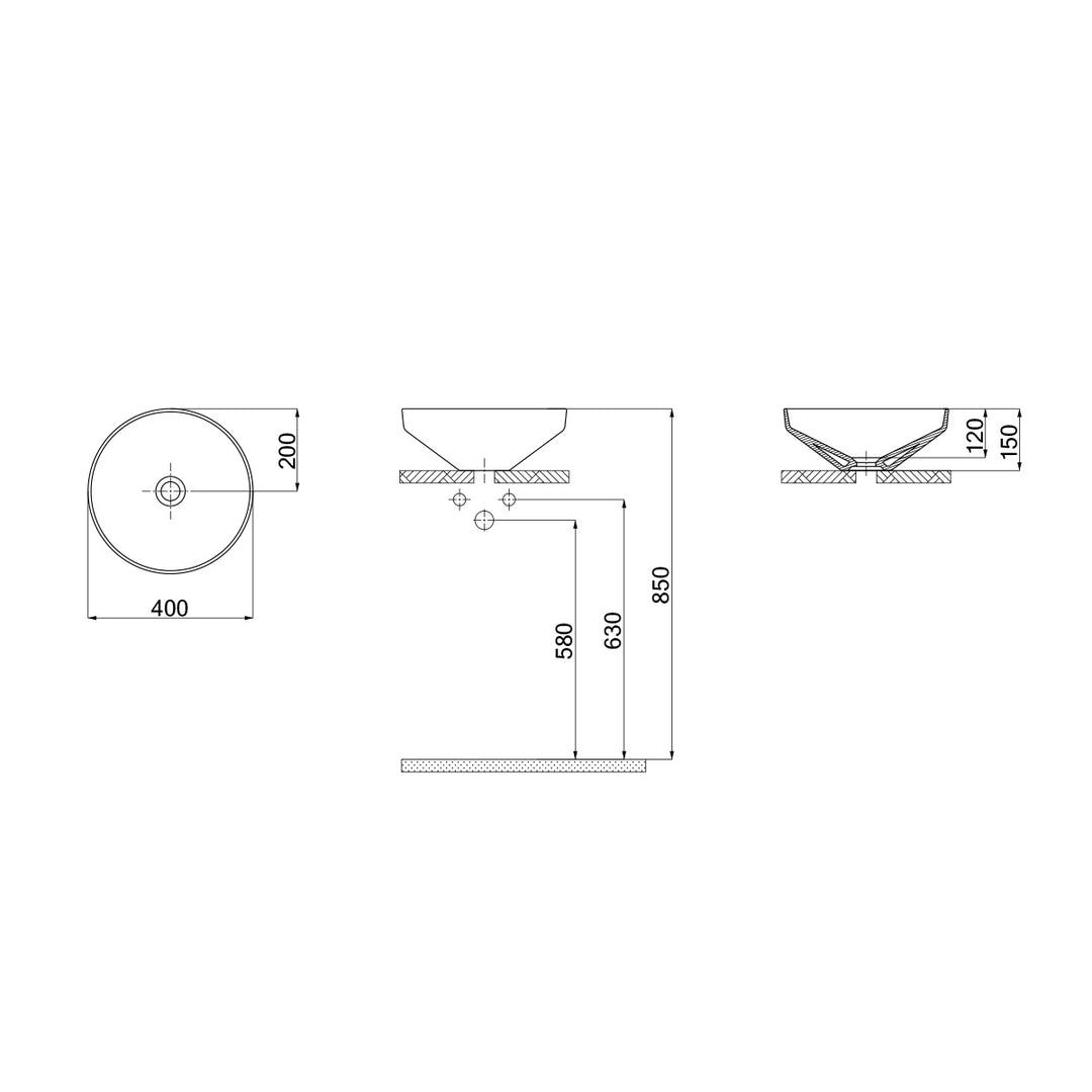 Luci 400mm Countertop Washbasin - Matt Latte